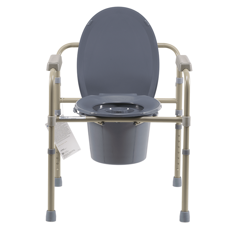 Dynarex-10371-Elongated Folding Bedside Commode, Steel, 4/Case