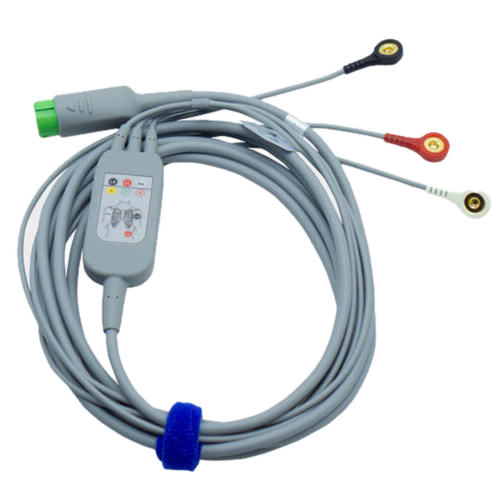 EDAN-01.57.471476 5-lead ECG integrated cable with snap lead wires (AHA, Defibrillation)