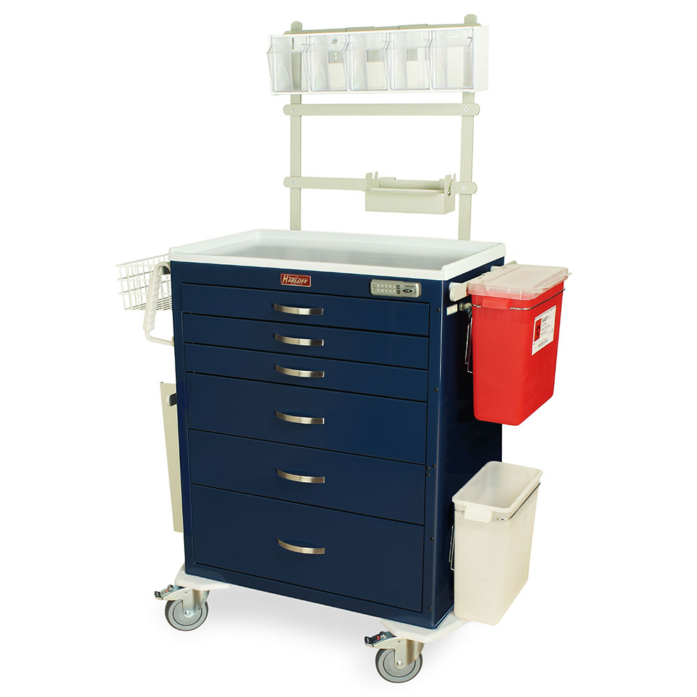 Harloff-MDS3030E06+MD30-ANS3-M-Series Standard Width Tall Anesthesia Cart Six Drawers with Basic Electronic Pushbutton Lock, MD30-ANS3 Package