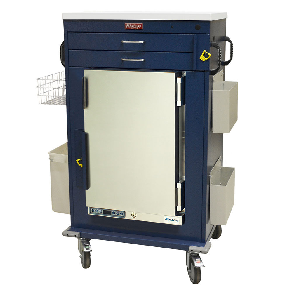 Harloff-MH5200B-Malignant Hyperthermia Cart with 1.8 Cubic Feet Follett Refrigerator, Two Drawers, Breakaway Lock & Accessories