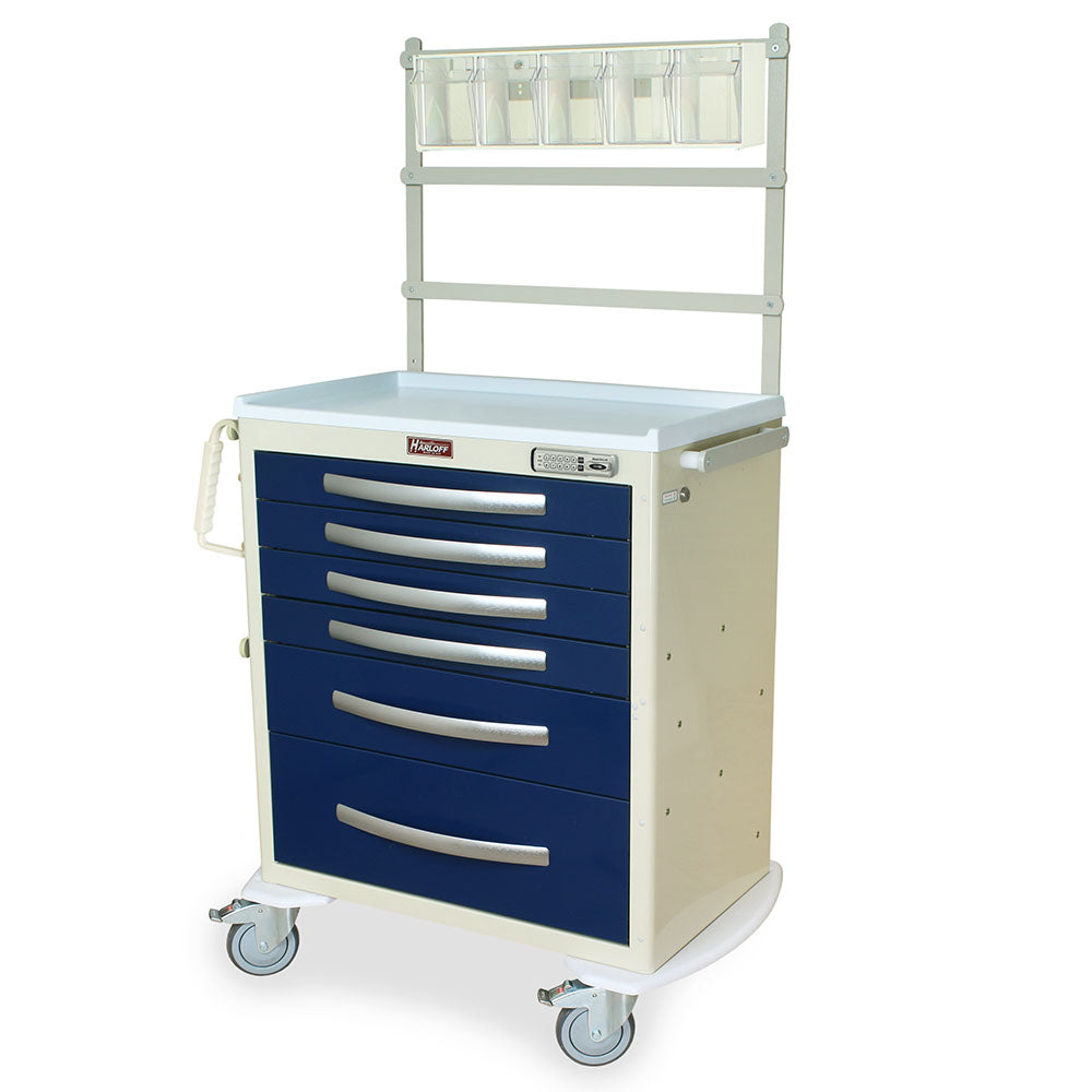 Harloff-MPA3027E06+MD30-ANS-A-Series Lightweight Aluminum Standard Width Medium Height Anesthesia Cart Six Drawers with Basic Electronic Pushbutton Lock, MD30-ANS Package
