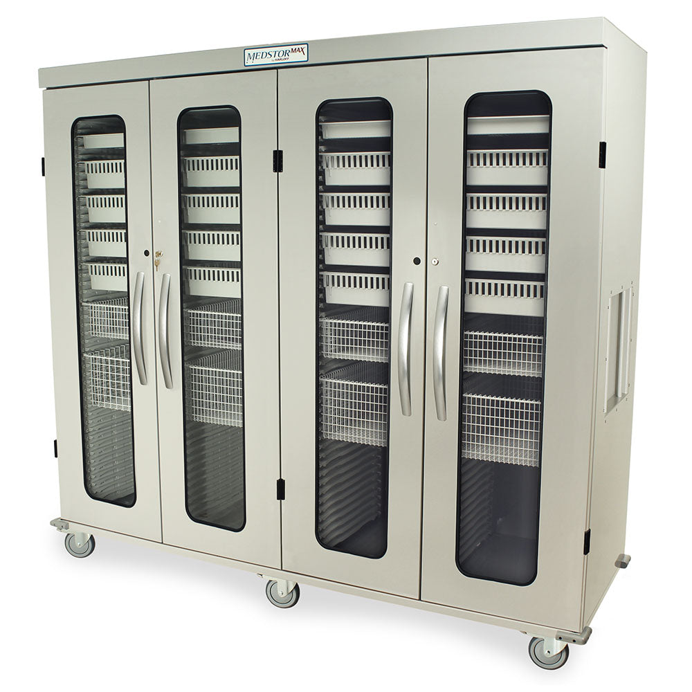 Harloff-MSPM84-00GK-MedStor Max Quad Column Medical Storage Cabinet with Glass Doors, Key Lock