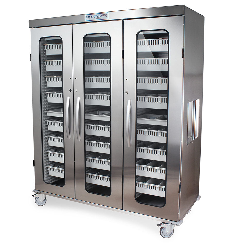 Harloff-MSSM83-00GK-MedStor Max Triple Column Medical Storage Cabinet with Glass Doors, Key Lock