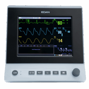 EDAN X10 Patient monitor with 10'' touch screen and Wi-Fi. Standard configuration 3/5-lead ECG, RESP, NIBP, Edan SpO2, 2-TEMP, PR, HR and internal memory for previous data review.