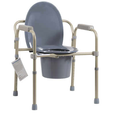 Dynarex-10373-4-Elongated Folding Bedside Commode, Steel, 1pc/box, 4box/cs