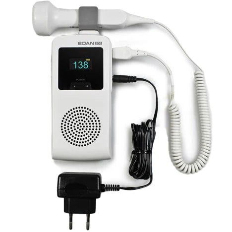 EDAN SD3 Plus doppler with OLED display and rechargeable battery. Includes 2 MHz fetal probe