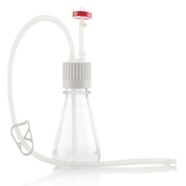 Foxx Life Sciences EZBiopure Flask Assembly, 250mL, 38-430 mm Cap, PolyCarbonate (PC) Flat Base Flask with, Flexelene Tubing and Plug, 10/CS