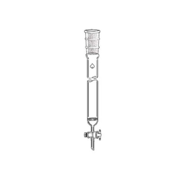 Ace Glass, Inc. 75mm ID 8" 45/50 epoxy coated flash chromatography column with porosity B filter disc.