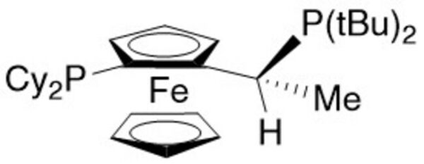 Strem, An Ascensus Company CAS# 158923-11-6. (R)-(-)-1-[(S)-2-(Dicyclohexylphosphino)ferrocenyl]ethyldi-t-butylphosphine, min. 97%. MFCD08543435.500MG