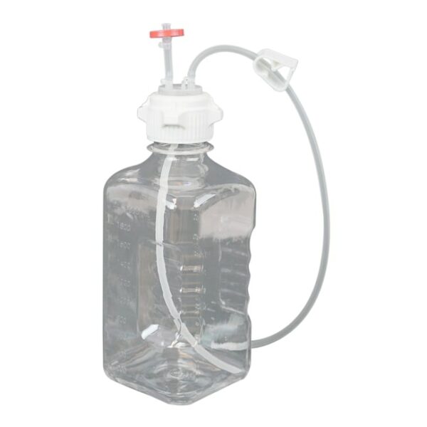 Foxx Life Sciences EZBio Single Use Media Bottle Assembly, 2000mL (2L) Sterilized Polycarbonate (PC) Bottles for Aseptic Sampling and Sterile Storage, 53mm (53B) VersaCap with Vent and Dip Tube, 10/CS
