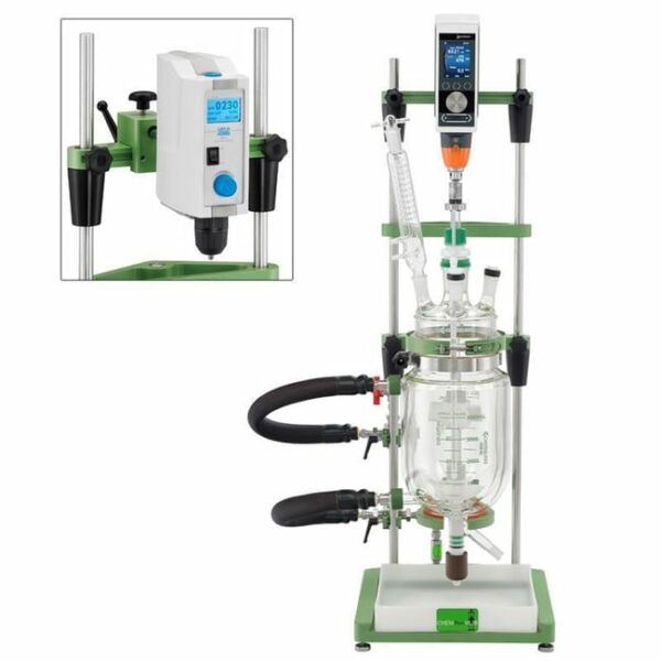 Chemglass Life Sciences 5L ChemRxnHub Process System Complete with Glassware, Stand, and Digital Overhead Stirrer